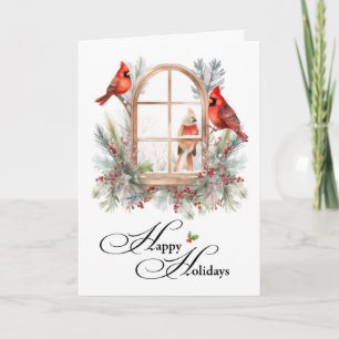 Business Happy Holidays Winter Cardinal Birds Card