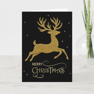 Business Holiday Card – Gold Glitter Reindeer
