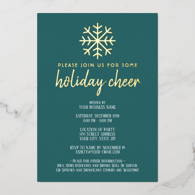 Business Holiday Cheer Party - modern snowflake (Front)
