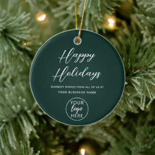 Business Holiday Greetings  Ceramic Tree Decoration