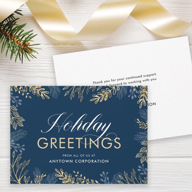 Business Holiday Greetings Gold Foliage Corporate Card (Creator Uploaded)