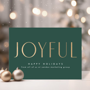 Business Holiday Joyful Simplicity Green Gold Card