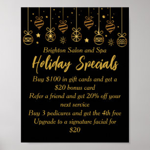 Business Holiday Specials Custom Black Gold Poster