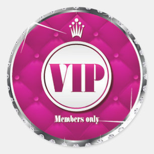 Business Hot Pink Diamond VIP Classic Round Sticker