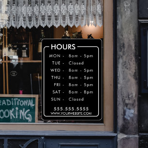 Business Hours Custom Store Window Personalised