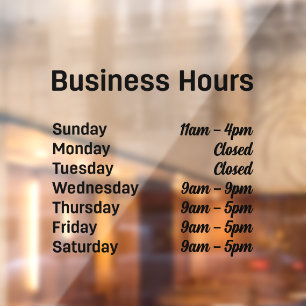 Business Hours Customisable Times  
