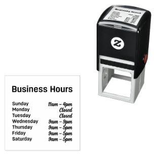 Business Hours Customisable Times Self-inking Stamp