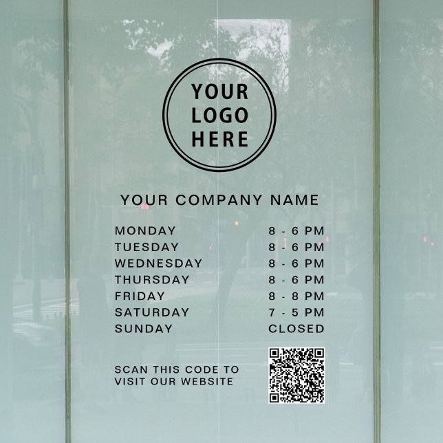 Business Hours Logo Create Your QR Code (Business Hours Logo Create Your QR Code Window Cling)