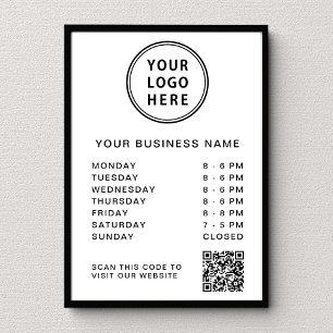 Business Hours Logo QR Code Website Poster