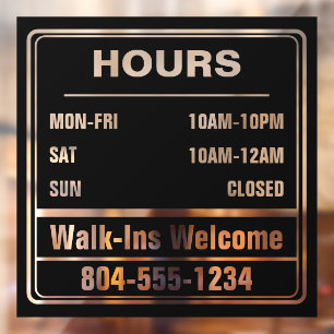 Business Hours of Operation Walk In Phone Number