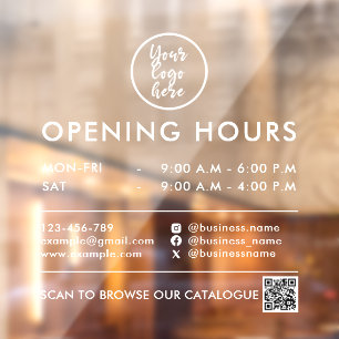 Business Hours QR Code Logo Contact Info White