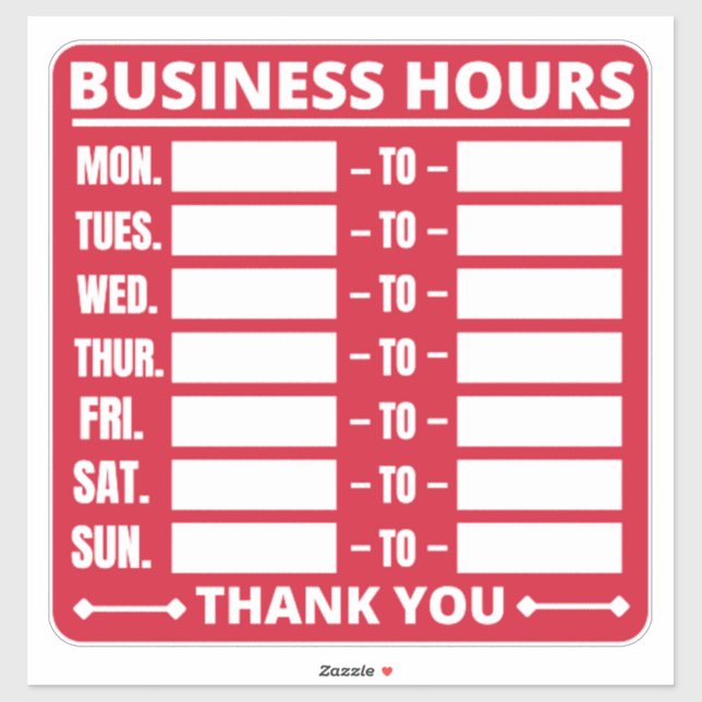 Business Hours Sign (Sheet)