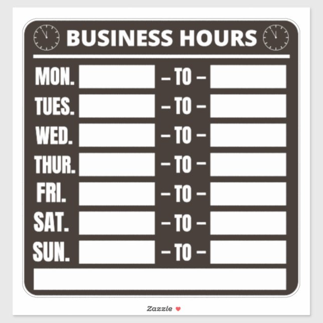 Business Hours Sign (Sheet)