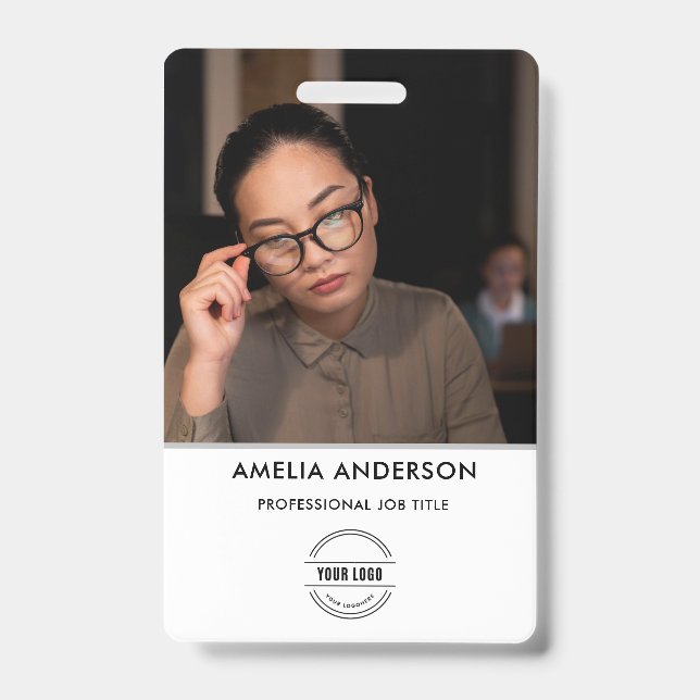 Business ID Card | Modern Large Photo Employee Bad Badge (Front)