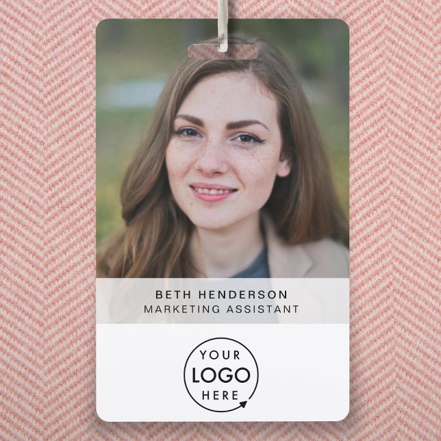 Business ID Card | Modern Photo Employee Badge (Company branded staff photo ID badges for business events & employee identification.)