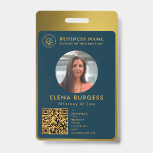 Business ID Logo Attorney Navy Gold Badge