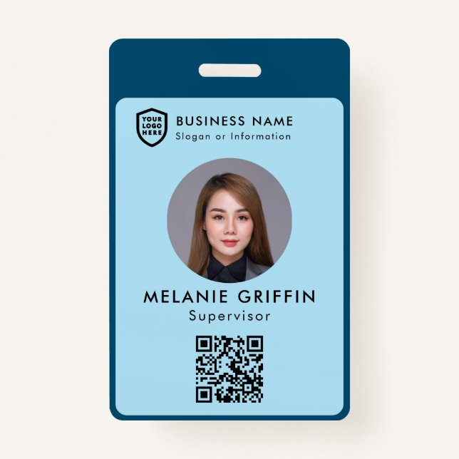 Business ID Logo | Modern Custom Employee Staff  ID Badge (Front)