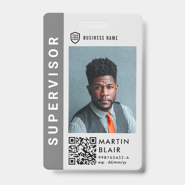 Business ID Logo | Modern Photo Employee Staff Badge (Front)