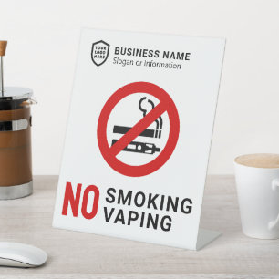 Business ID Logo No Smoking Vaping Pedestal Sign
