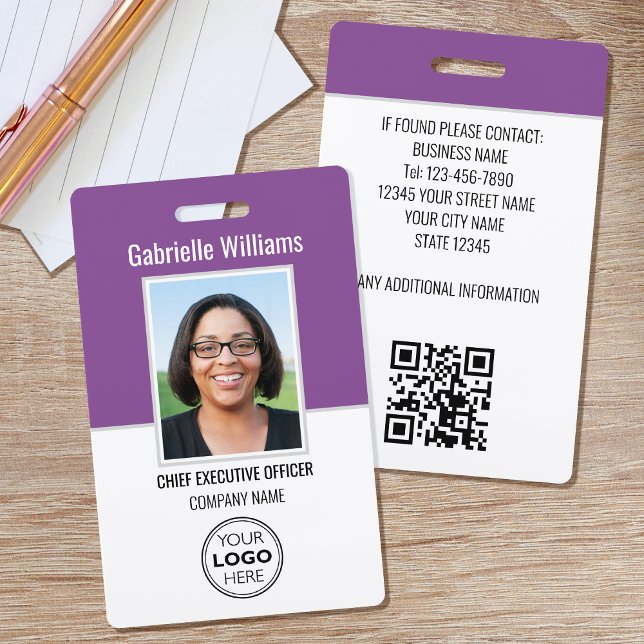Business ID Photo Security Modern Purple Badge ID Badge (Creator Uploaded)