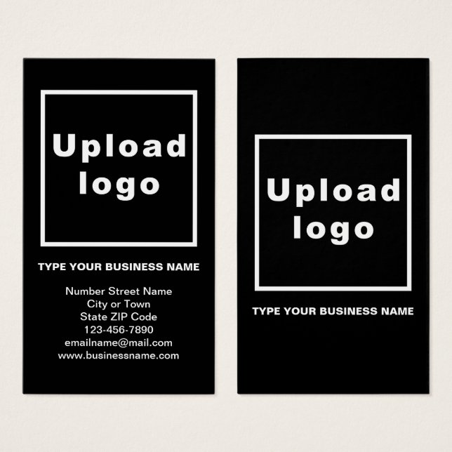 Business Information Black Portrait Rectangle Card (Front & Back)