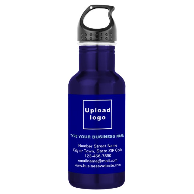 Business Information Blue 532 Ml Water Bottle (Front)