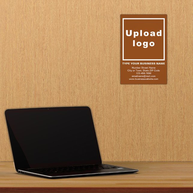Business Information Brown Background Photo Print (Advertise your business. Build brand name awareness. Your business brand on brown photo paper.)