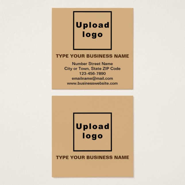 Business Information Light Brown Square Card (Front & Back)