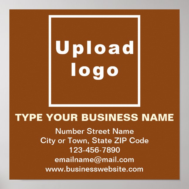 Business Information on Brown Square Poster (Front)