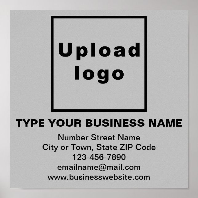 Business Information on Grey Square Poster (Front)