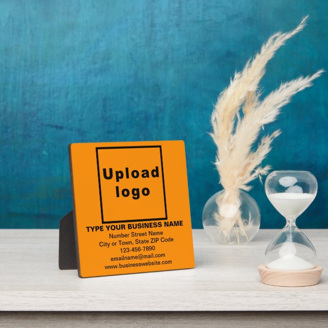 Business Information on Orange Colour Square Plaqu Plaque (Insitu)
