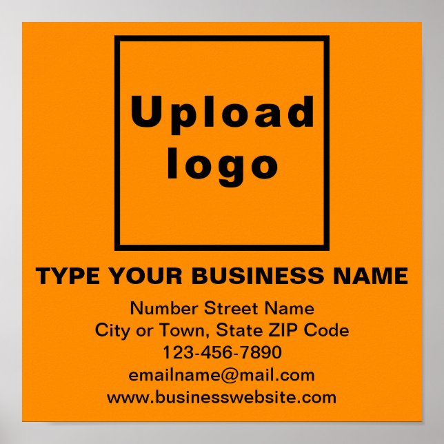 Business Information on Orange Square Poster (Front)