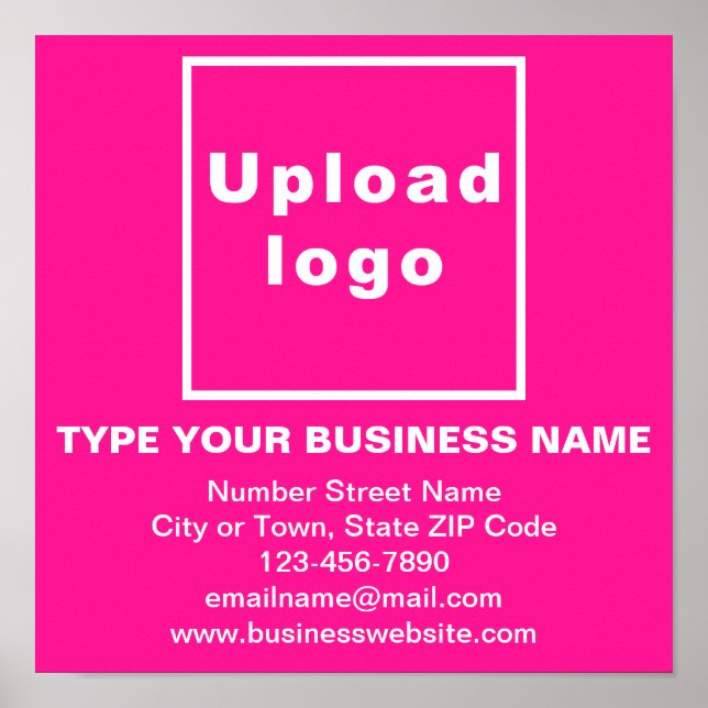 Business Information on Pink Square Poster (Front)