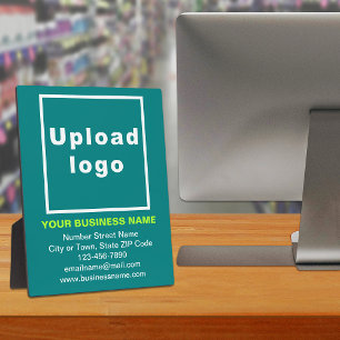 Business Information on Teal Green Plaque