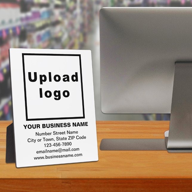 Business Information on White Plaque (Advertise your business. Build brand name awareness. Your business brand on white plaque.)