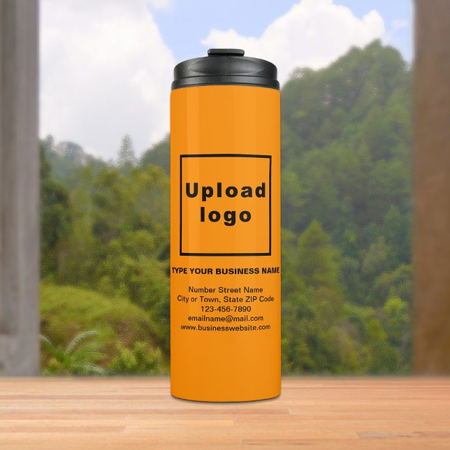 Business Information Orange Thermal Tumbler (Build brand name awareness. Your business brand on orange color thermal tumbler.)