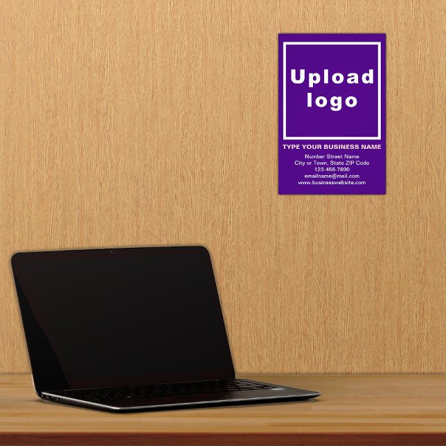 Business Information Purple Background Photo Print (Advertise your business. Build brand name awareness. Your business brand on purple photo paper.)