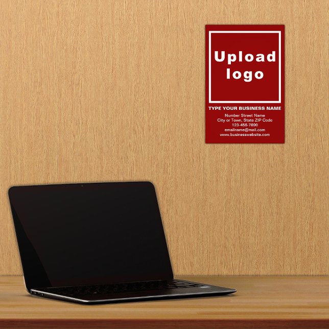 Business Information Red Background Photo Print (Advertise your business. Build brand name awareness. Your business brand on red photo paper.)
