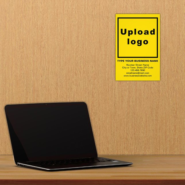 Business Information Yellow Background Photo Print (Advertise your business. Build brand name awareness. Your business brand on yellow photo paper.)