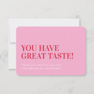 BUSINESS INSERT modern cute thank you pink red Card