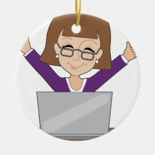 Business Lady Laptop Ceramic Tree Decoration