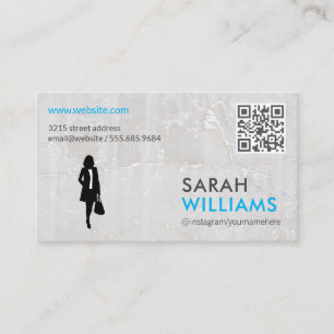 Business Lady Marble QR Code Business Card