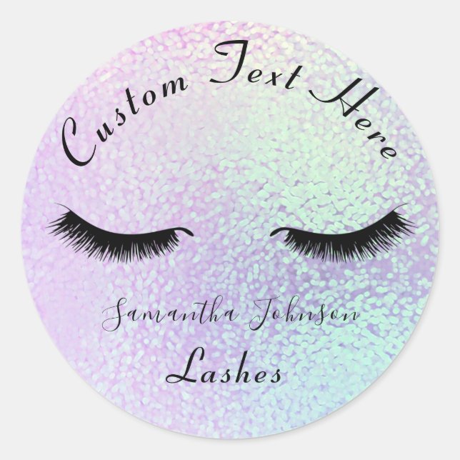 Business Lashes Hologram Beauty Makeup Classic Round Sticker (Front)