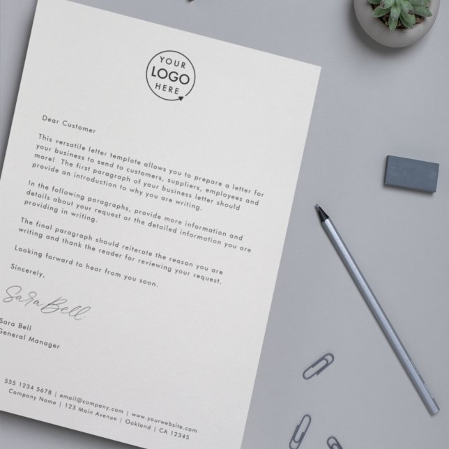 Business Letter | Modern Minimalist Signature Logo Custom Letterhead (Creator Uploaded)