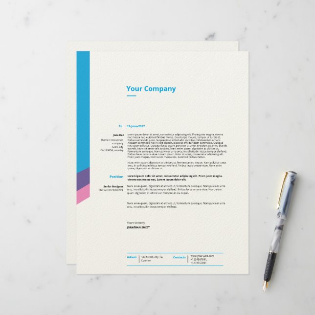 Business letterhead template (Front/Back In Situ)
