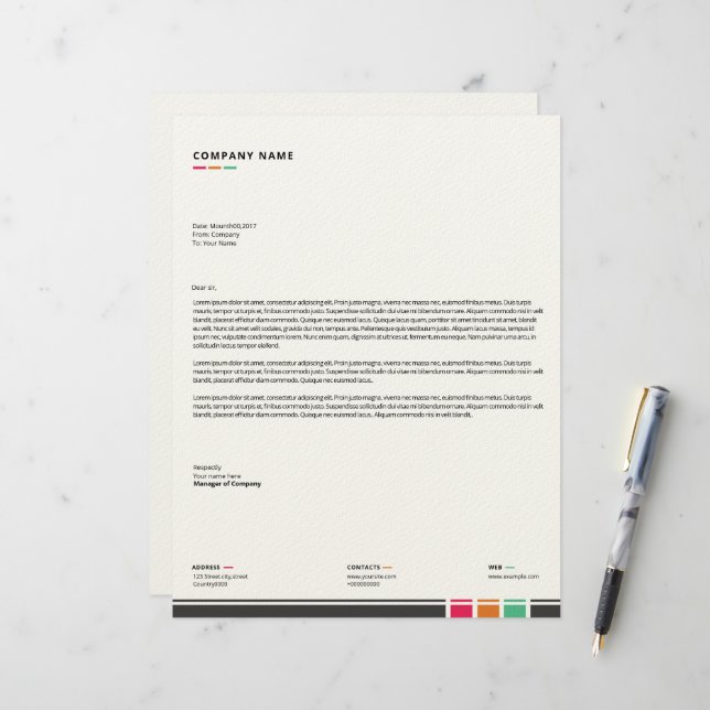 Business letterhead template (Front/Back In Situ)