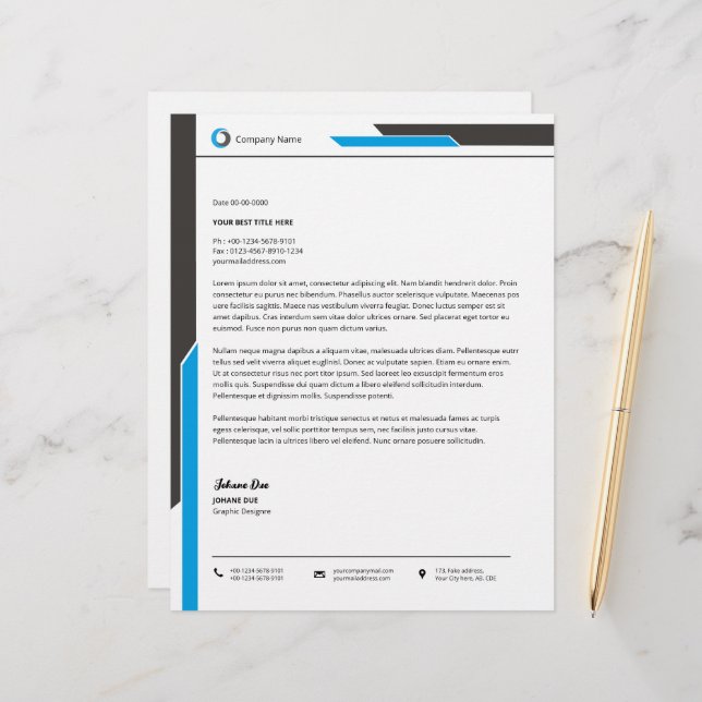 Business Letterhead Template - Customisable Design (Front/Back In Situ)