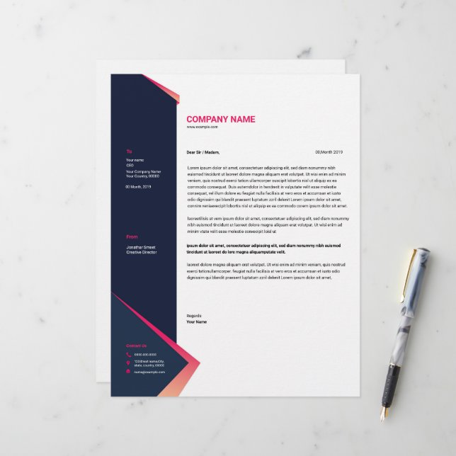 Business Letterhead Template - Customisable Design (Front/Back In Situ)