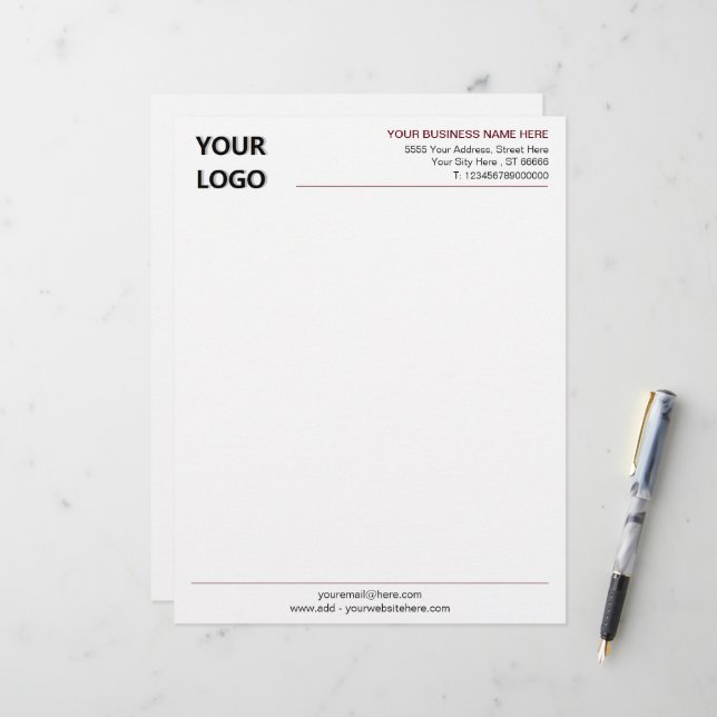Business Letterhead Your Logo Name Address Info (Front/Back In Situ)