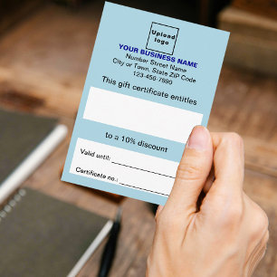 Business Light Blue Gift Certificate